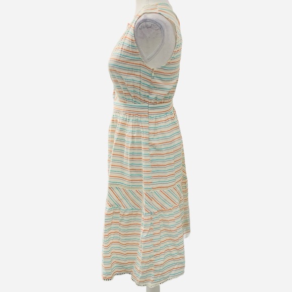 Y2K NWOT Vintage Striped Tiered Coastal cottage Midi Dress Size Small - Picture 3 of 5
